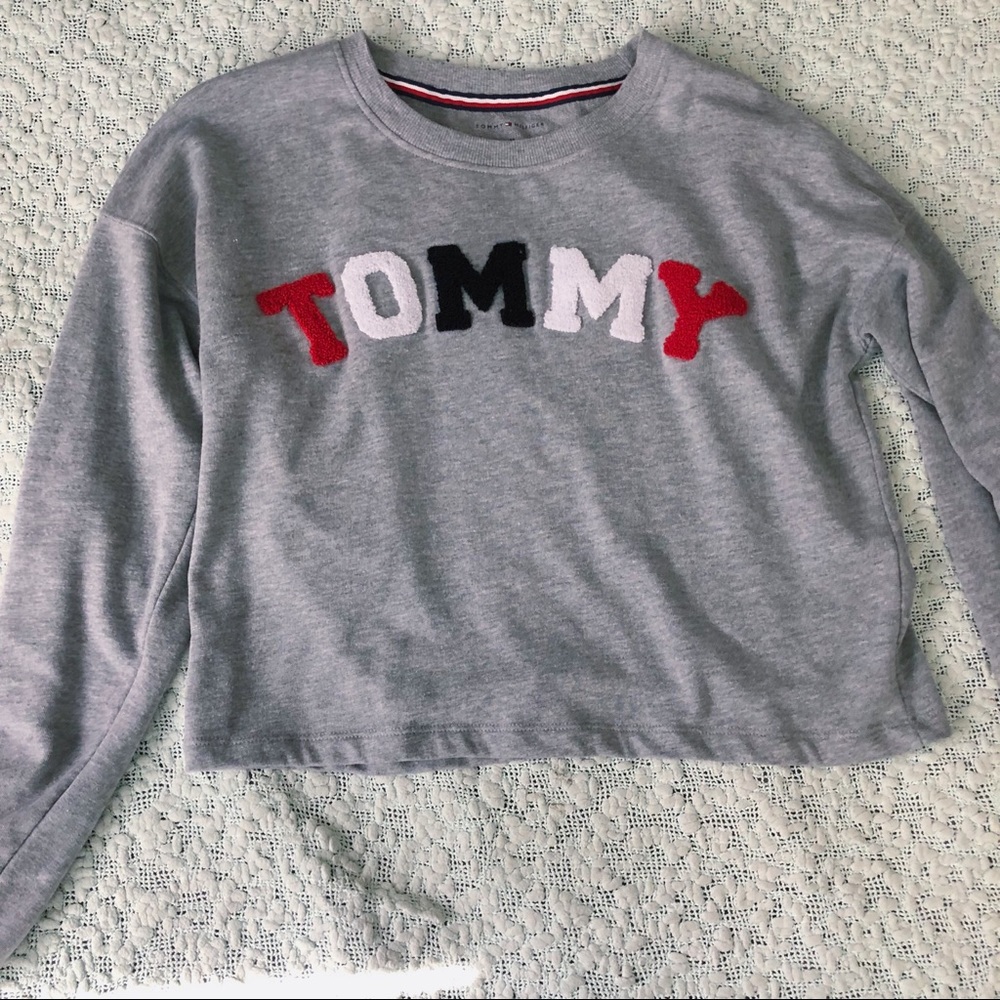 gray cropped sweater
